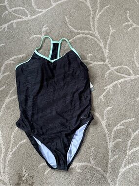 Champion Black Swimsuit with Mint Trim